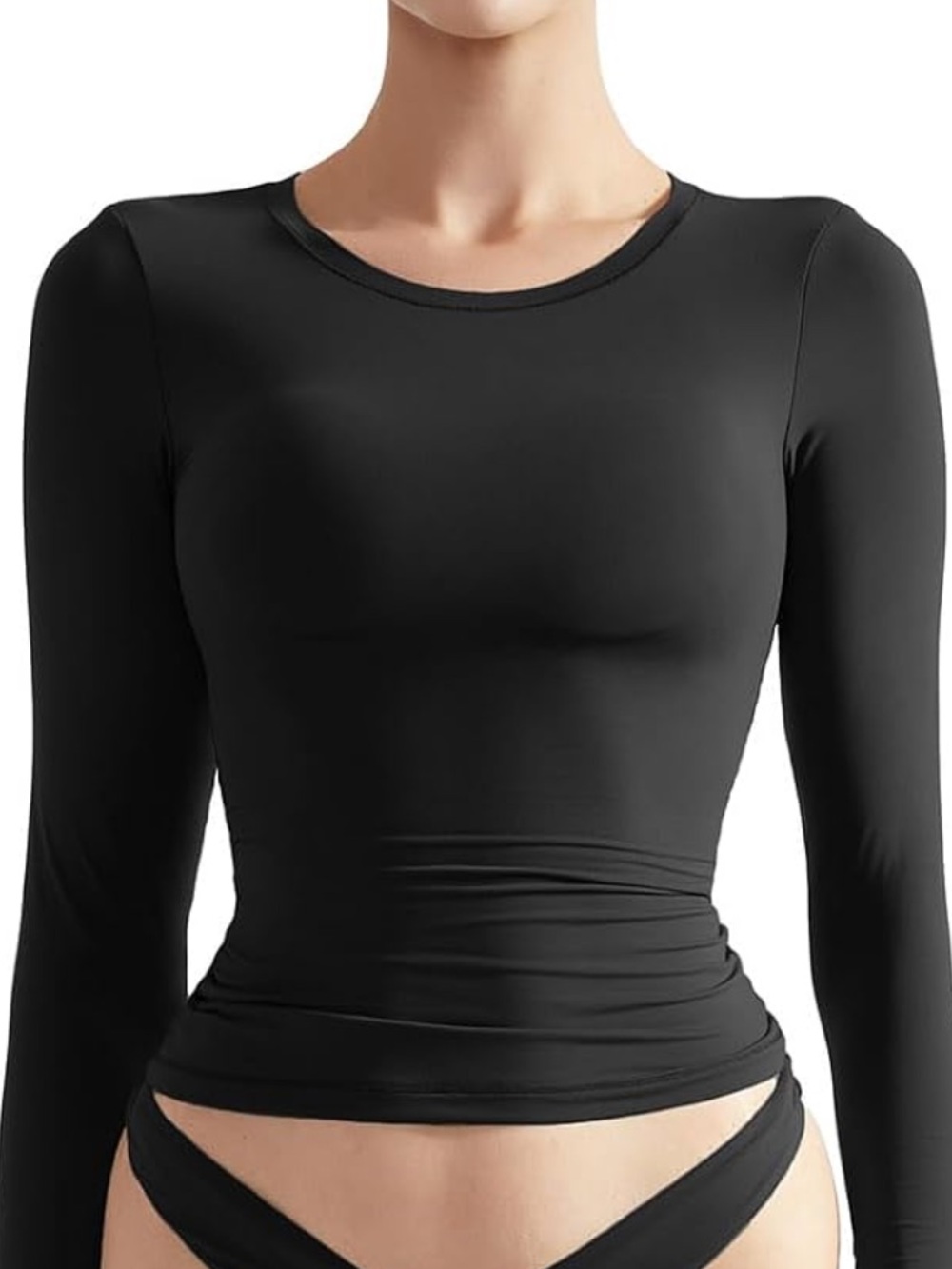 Women's Basic Long Sleeve Black Top Size Medium